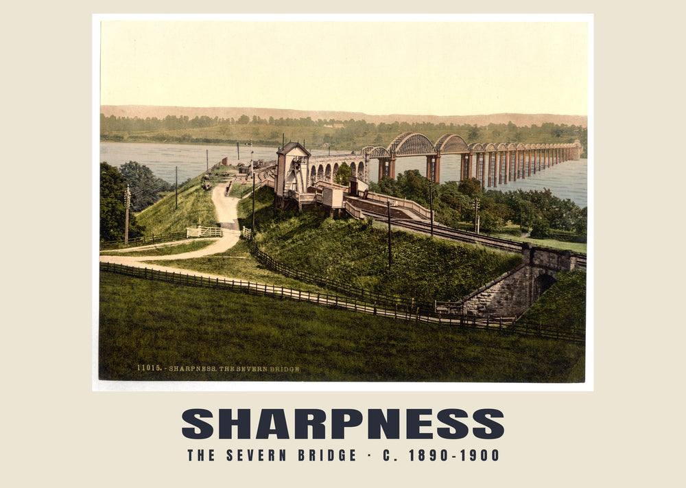 Most nad rzeką Severn, Sharpness, ok. 1890–1900, odbitka kolekcjonerska