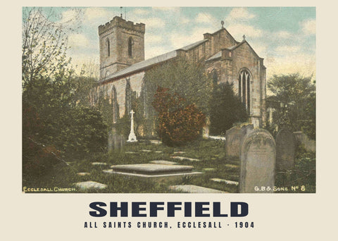 All Saints Church, Ecclesall, Sheffield — 1904 · Historic photographic postcard print