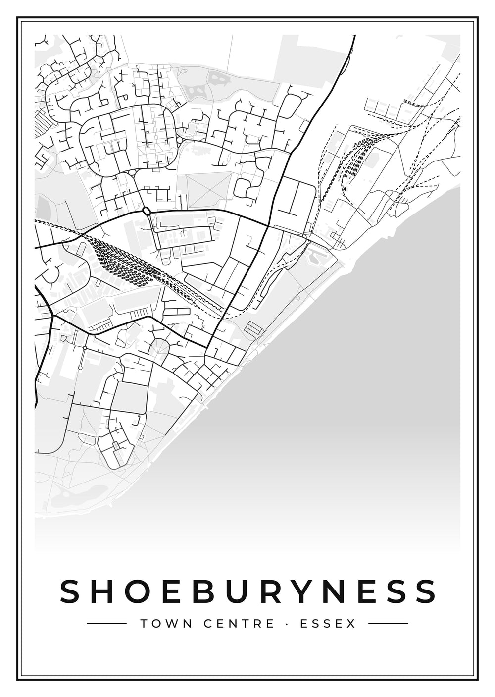 Shoeburyness Town Centre Street Map Poster