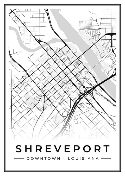 Shreveport Downtown Street Map Poster