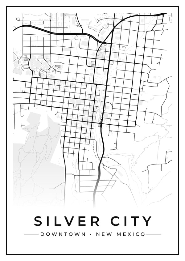 Silver City Downtown Street Map Poster