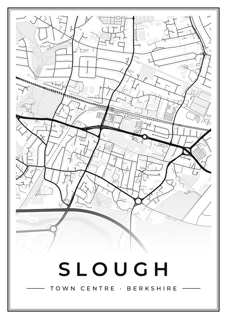 Slough Town Centre Street Map Poster
