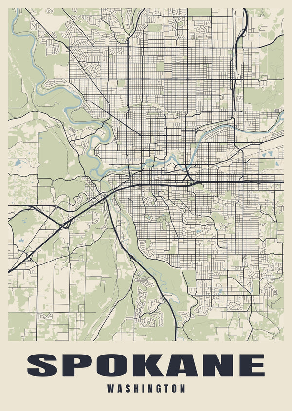 Spokane Street Map Poster