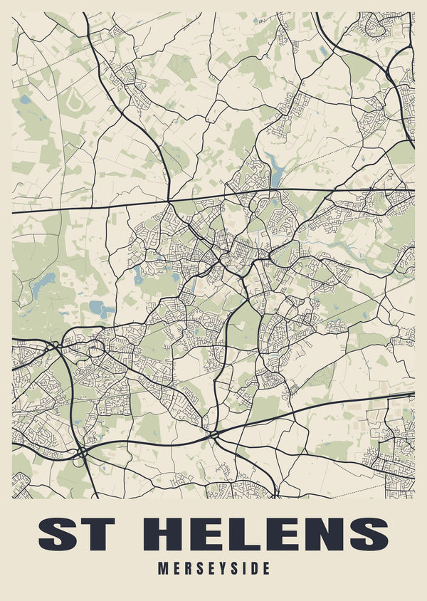 St Helens Street Map Poster