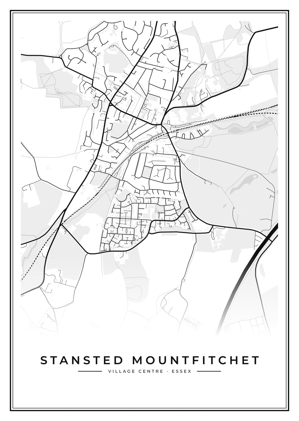 Stansted Mountfitchet Village Centre Street Map Poster