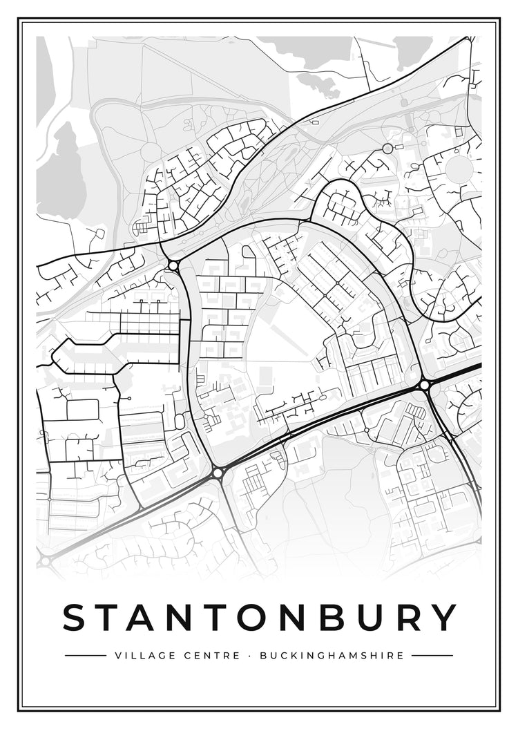 Stantonbury Village Centre Street Map Poster