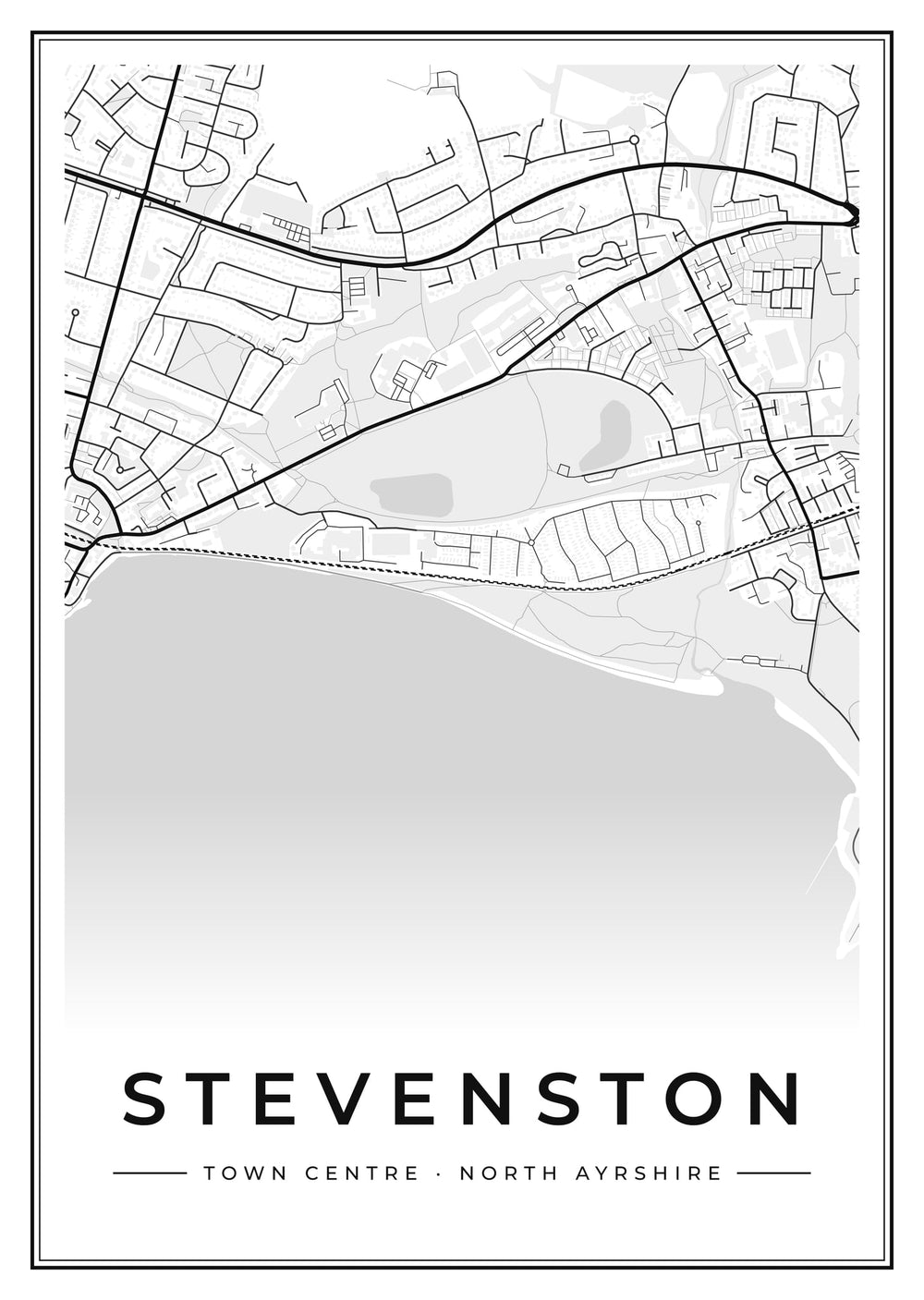 Stevenston Town Centre Street Map Poster