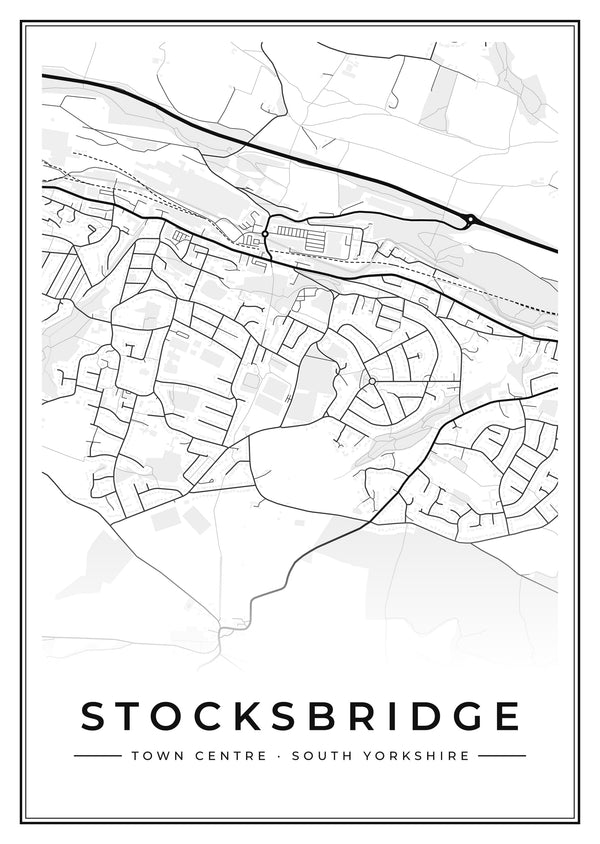 Stocksbridge Town Centre Street Map Poster