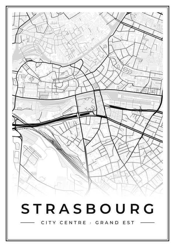 Strasbourg City Centre Street Map Poster