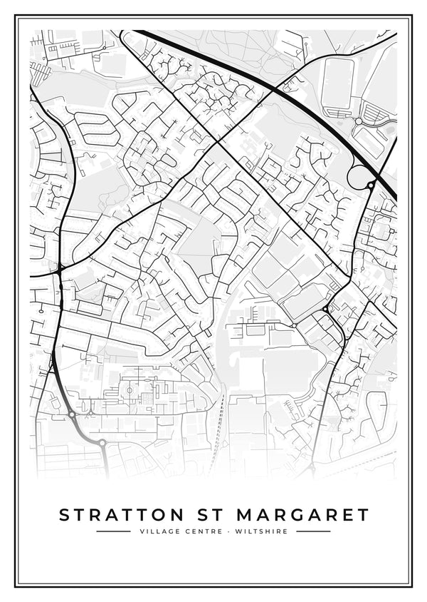 Stratton St Margaret Village Centre Street Map Poster