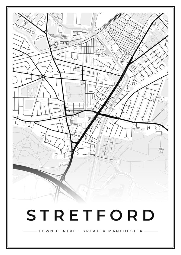 Stretford Town Centre Street Map Poster