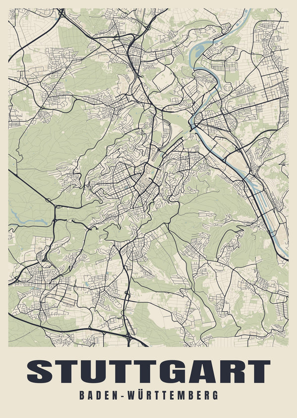 Stuttgart Street Map Poster