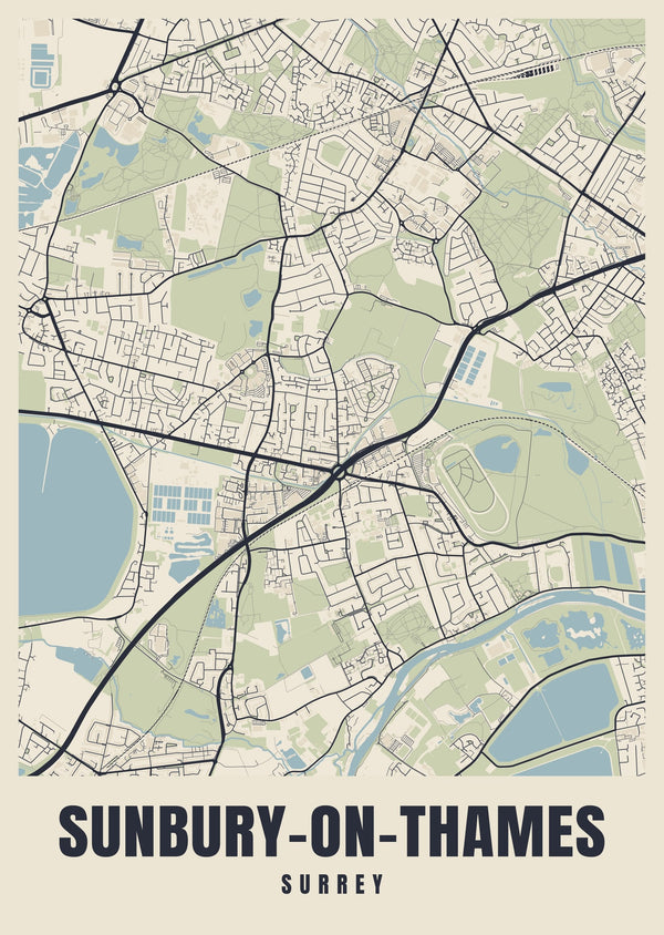 Sunbury-on-Thames Street Map Poster