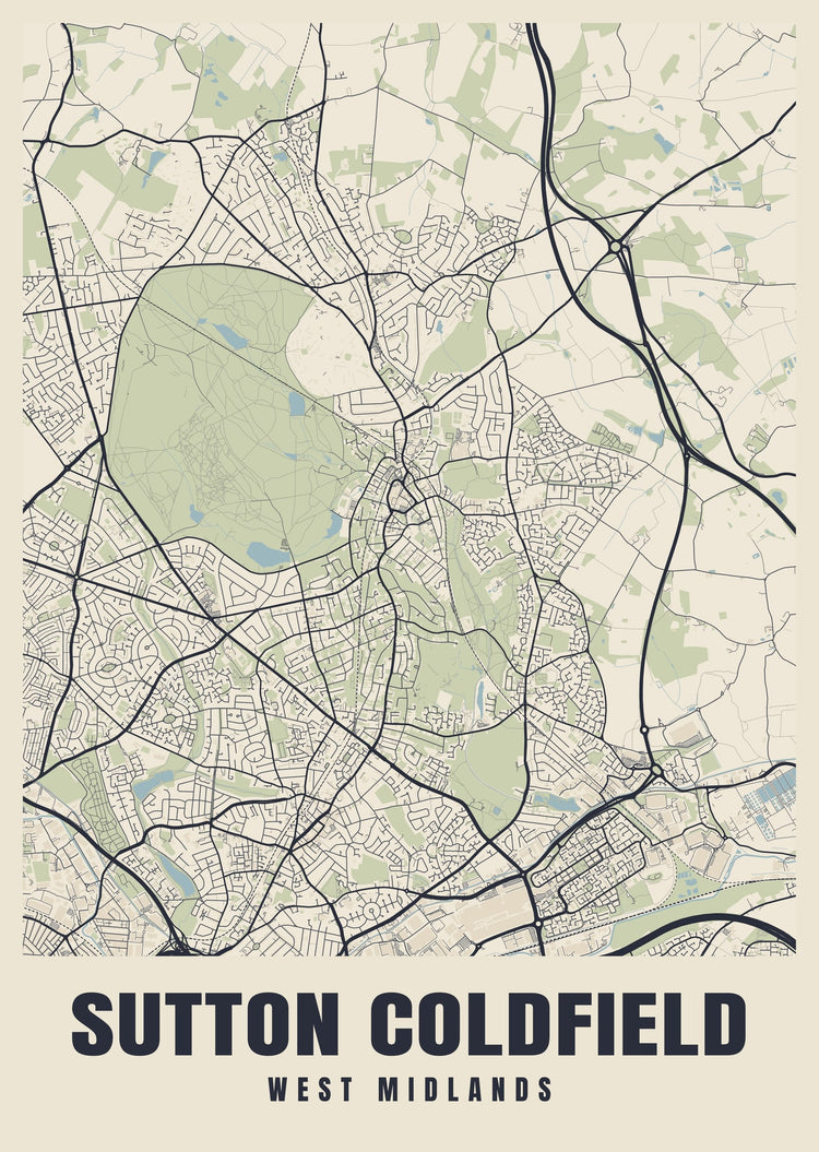 Sutton Coldfield Street Map Poster