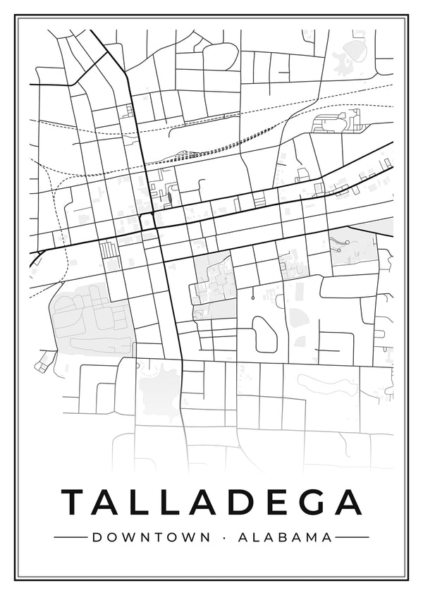 Talladega Downtown Street Map Poster