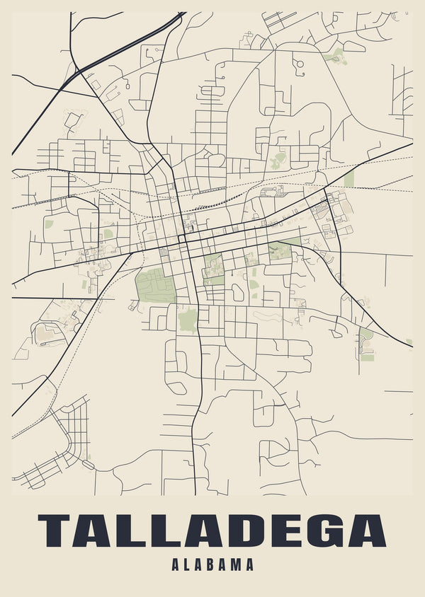 Talladega Street Map Poster