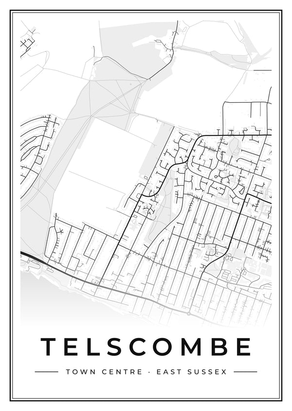 Telscombe Town Centre Street Map Poster