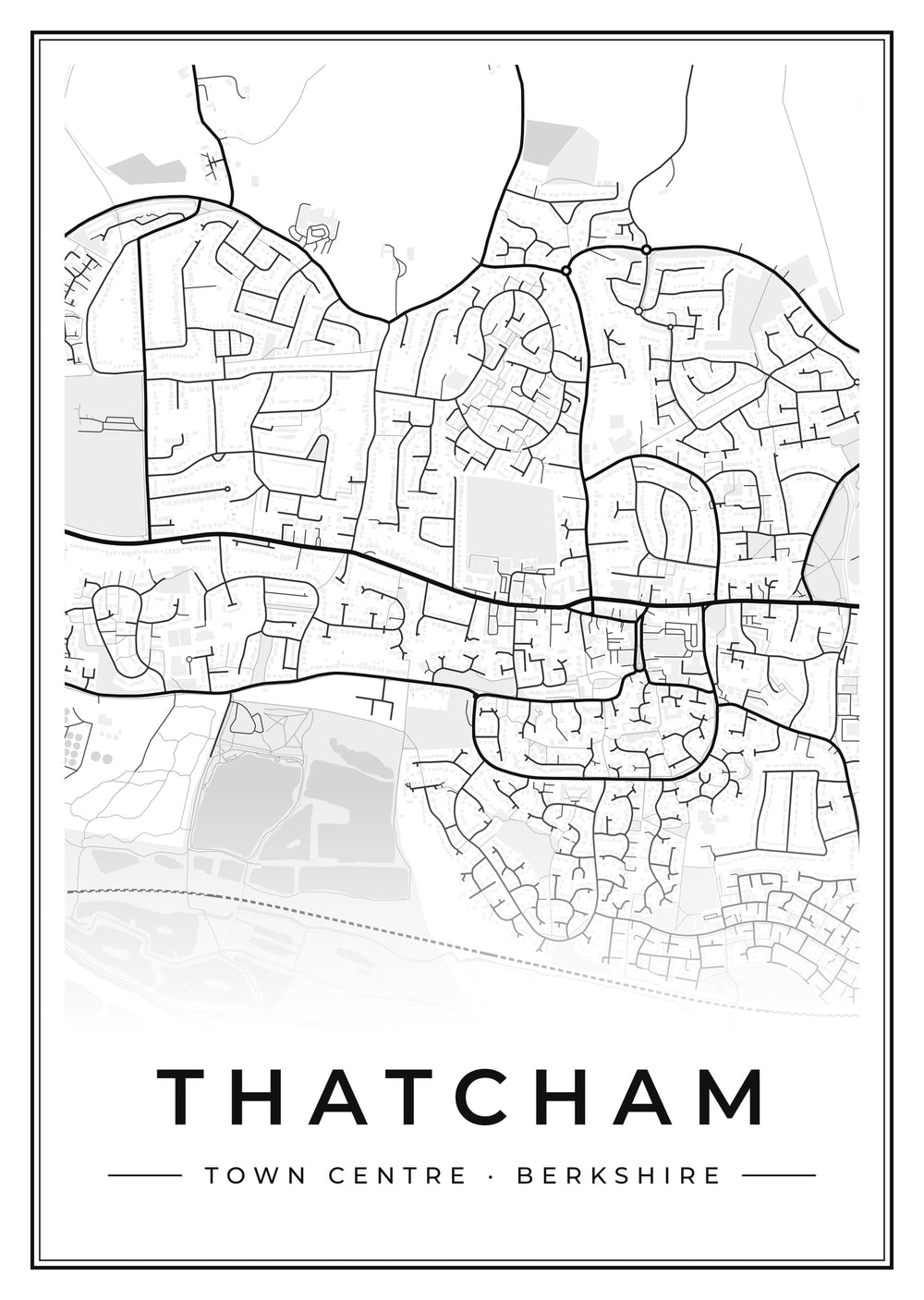Thatcham Town Centre Street Map Poster