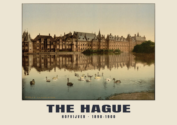 Hofvijver, La Haya — 1890–1900 · Lámina de fotocromo antiguo