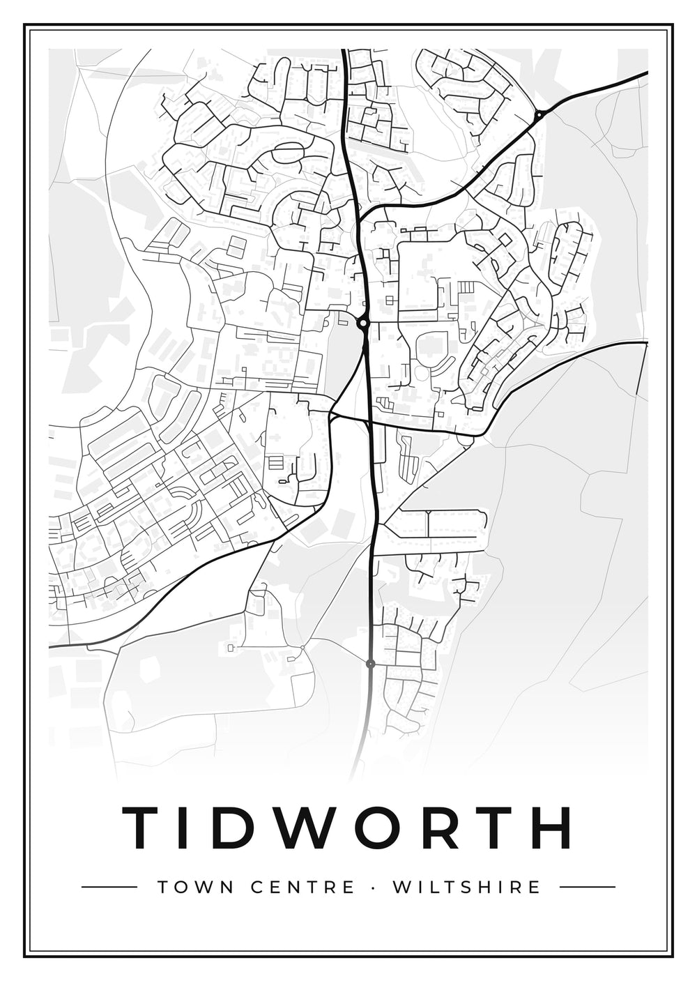 Tidworth Town Centre Street Map Poster