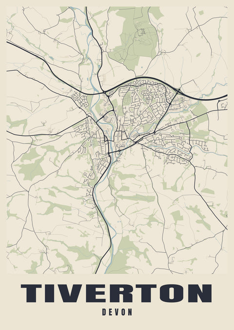 Tiverton Street Map Poster