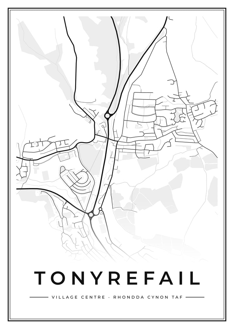 Tonyrefail Village Centre Street Map Poster