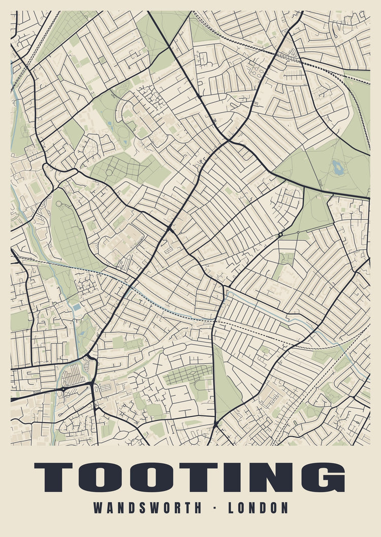 Tooting Heritage Street Map Poster