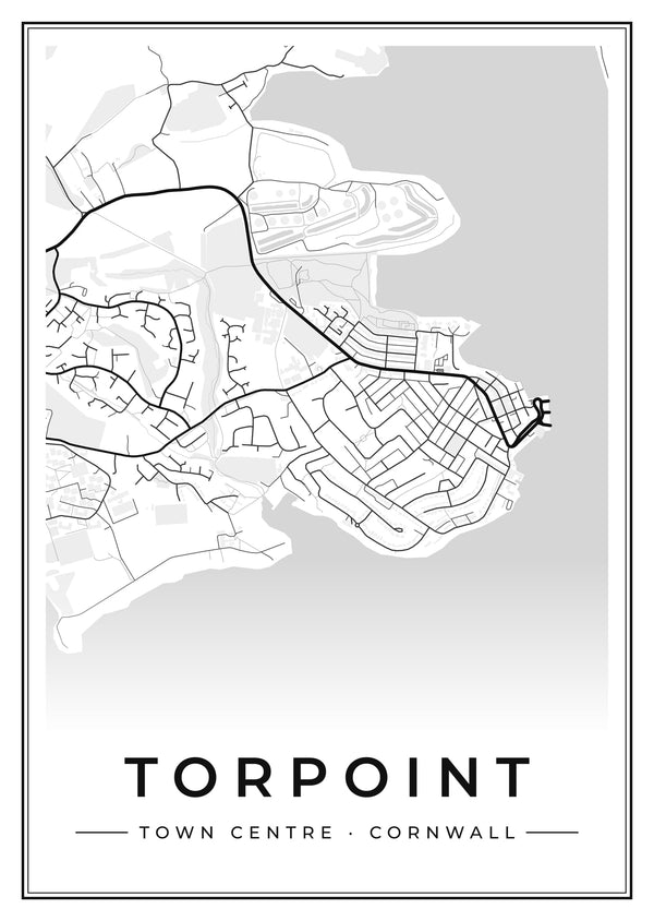 Torpoint Town Centre Street Map Poster