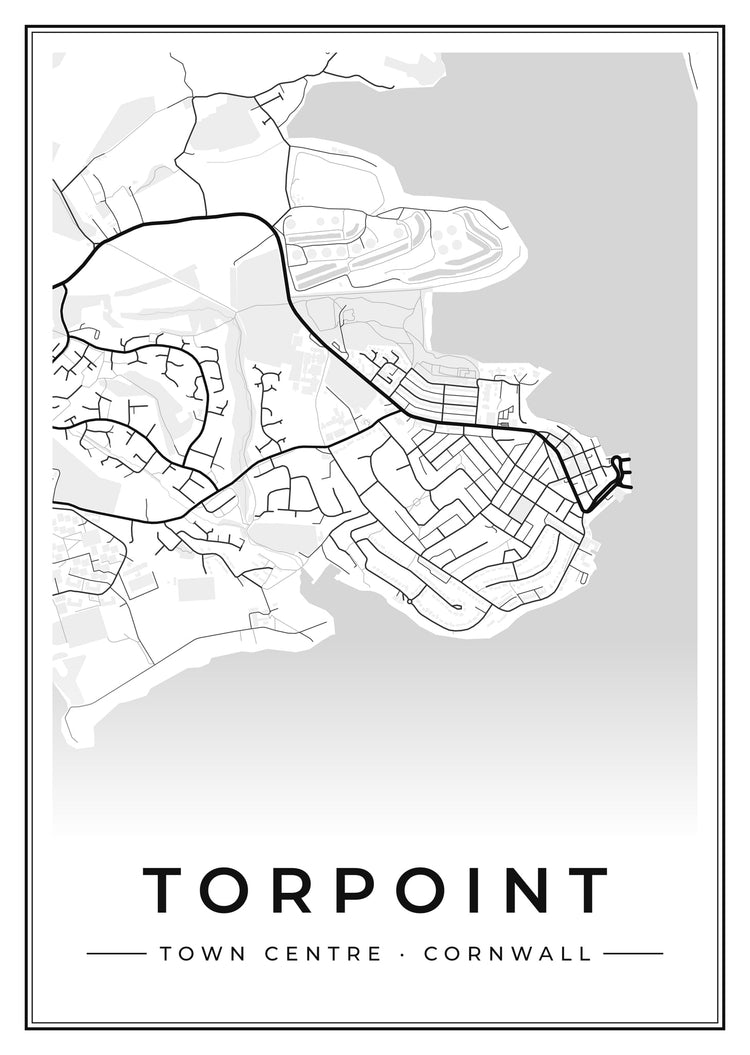 Torpoint Town Centre Street Map Poster