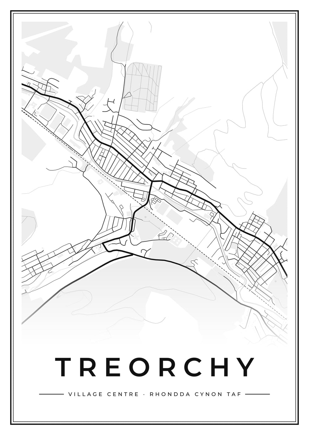 Treorchy Village Centre Street Map Poster
