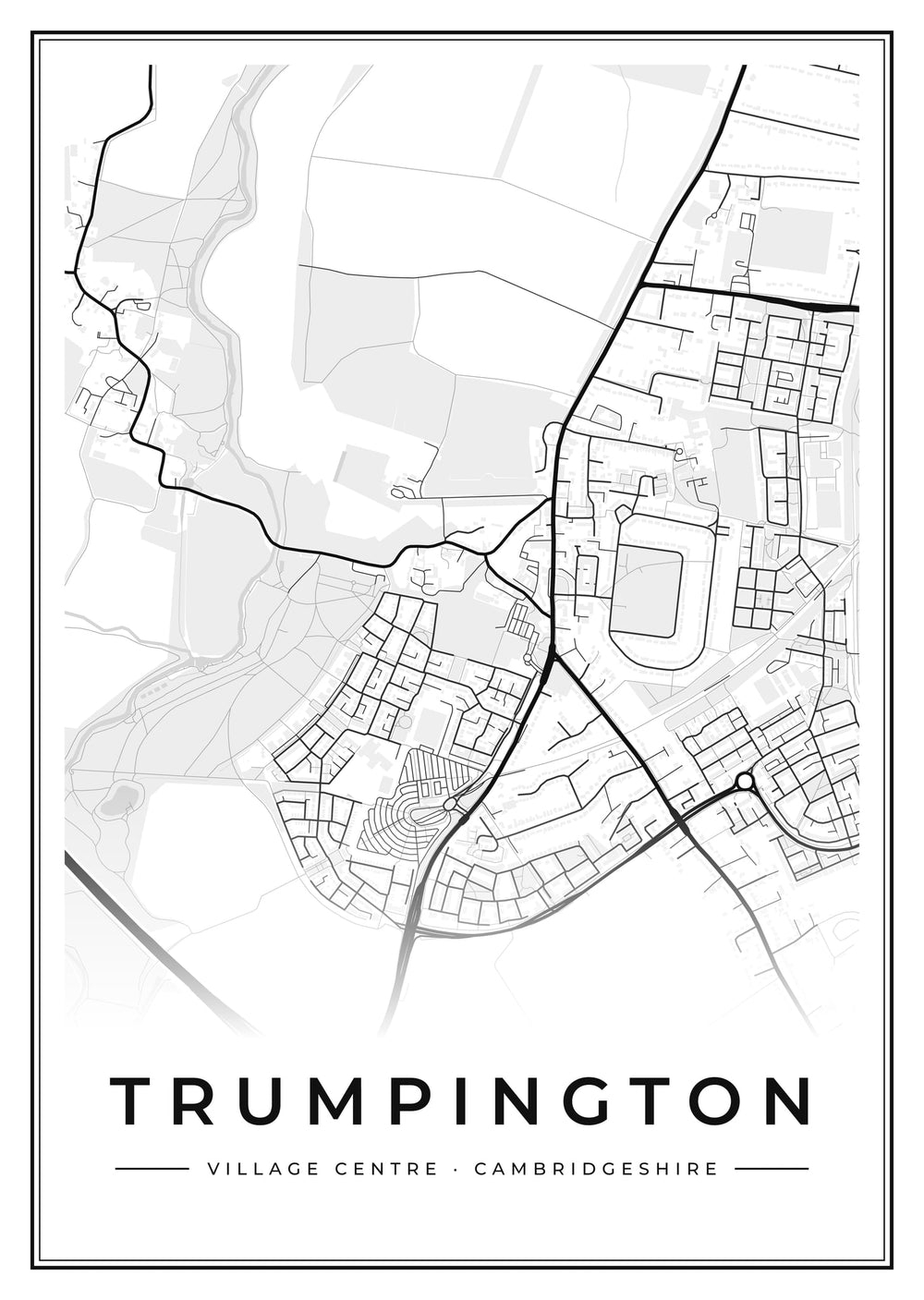 Trumpington Village Centre Street Map Poster