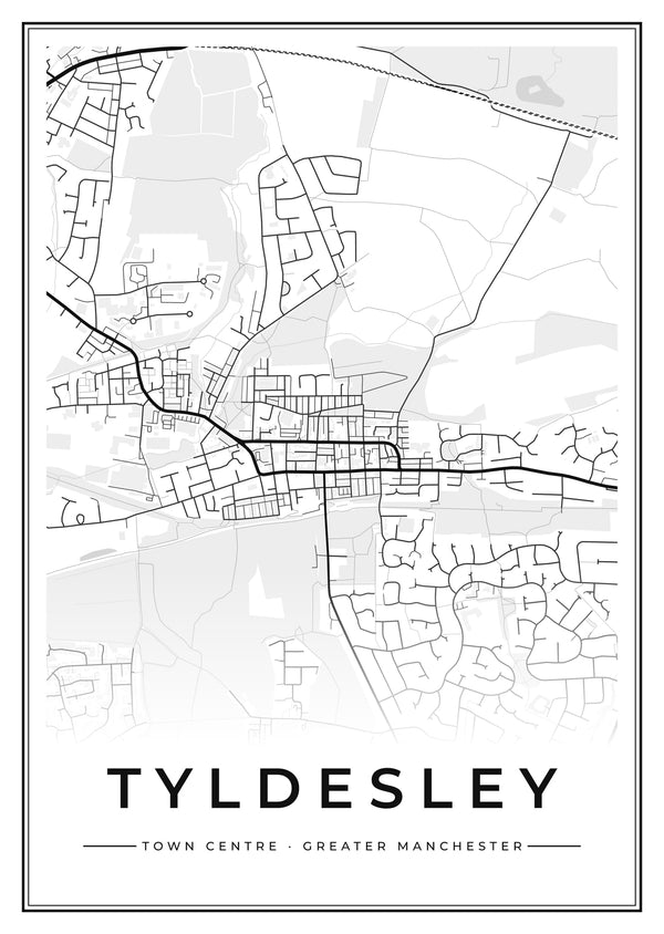 Tyldesley Town Centre Street Map Poster