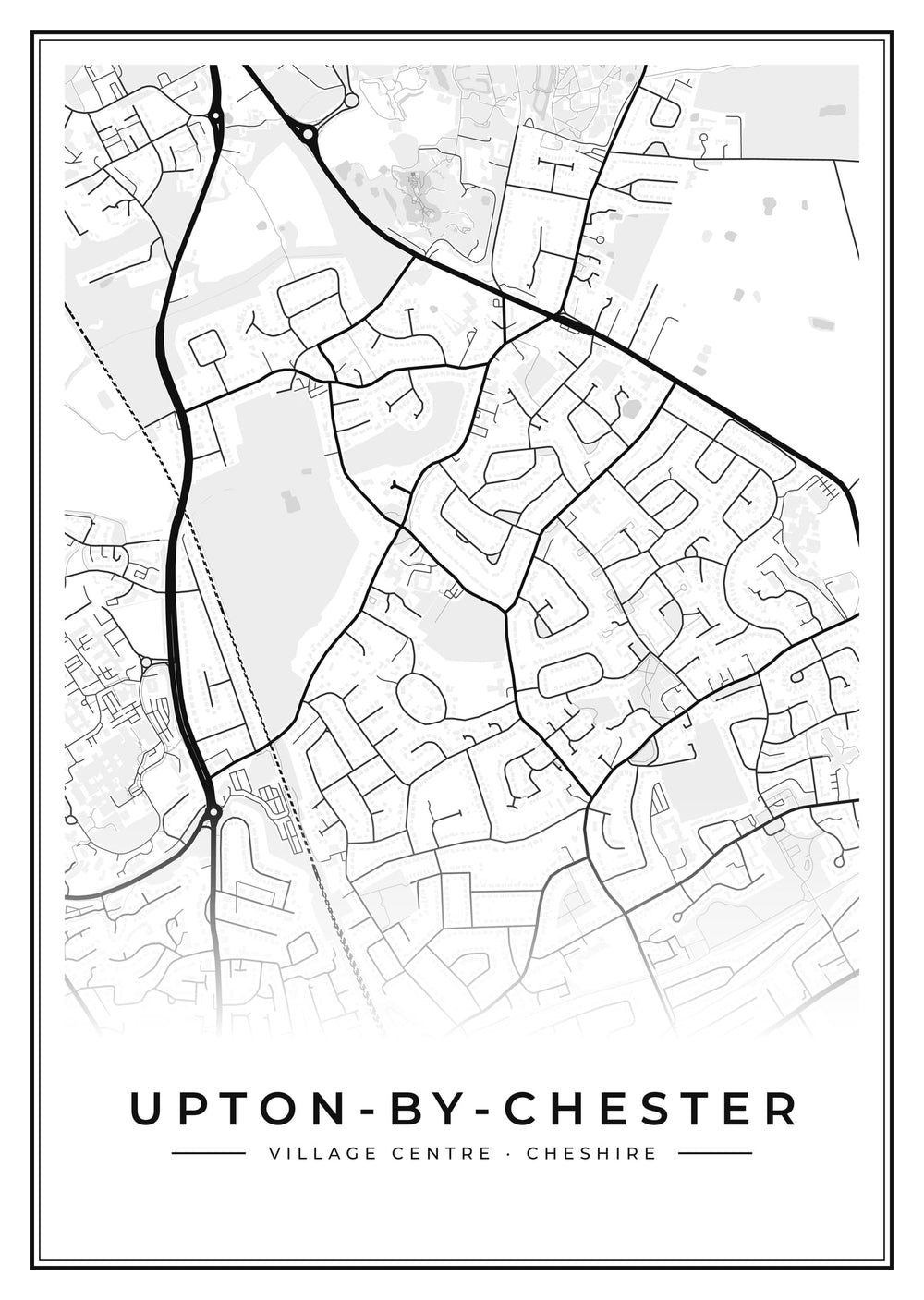 Upton-by-Chester Village Centre Street Map Poster