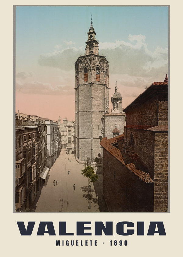 Miguelete, Valencia — 1890 · Stampa di fotocromo d’epoca