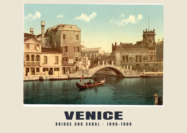 Brug en kanaal, Venetië — 1890–1900 · Historische fotochroomprint