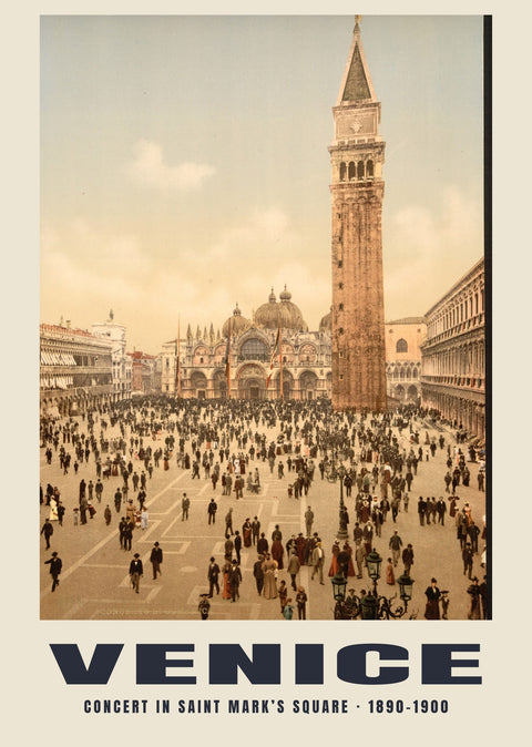 Koncert na placu św. Marka, Venice — 1890–1900 · Wydruk dawnego fotochromu