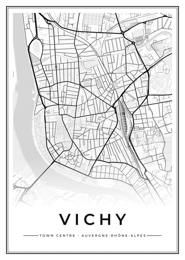 Vichy Town Centre Street Map Poster