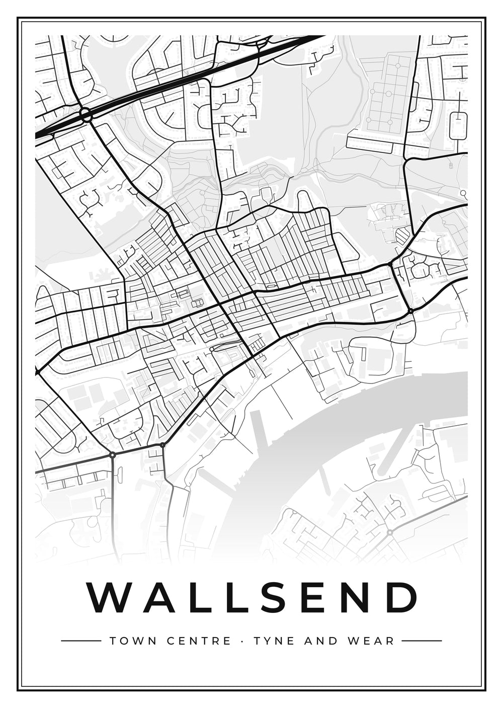 Wallsend Town Centre Street Map Poster