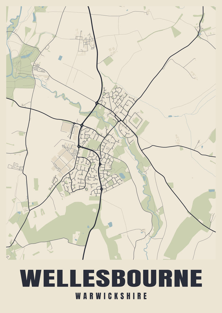 Wellesbourne Street Map Poster
