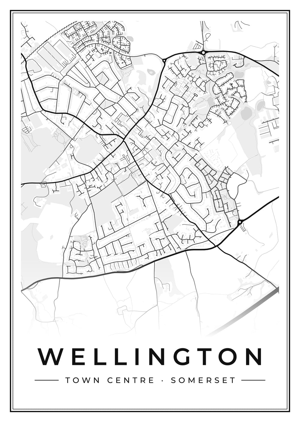 Wellington Town Centre Street Map Poster