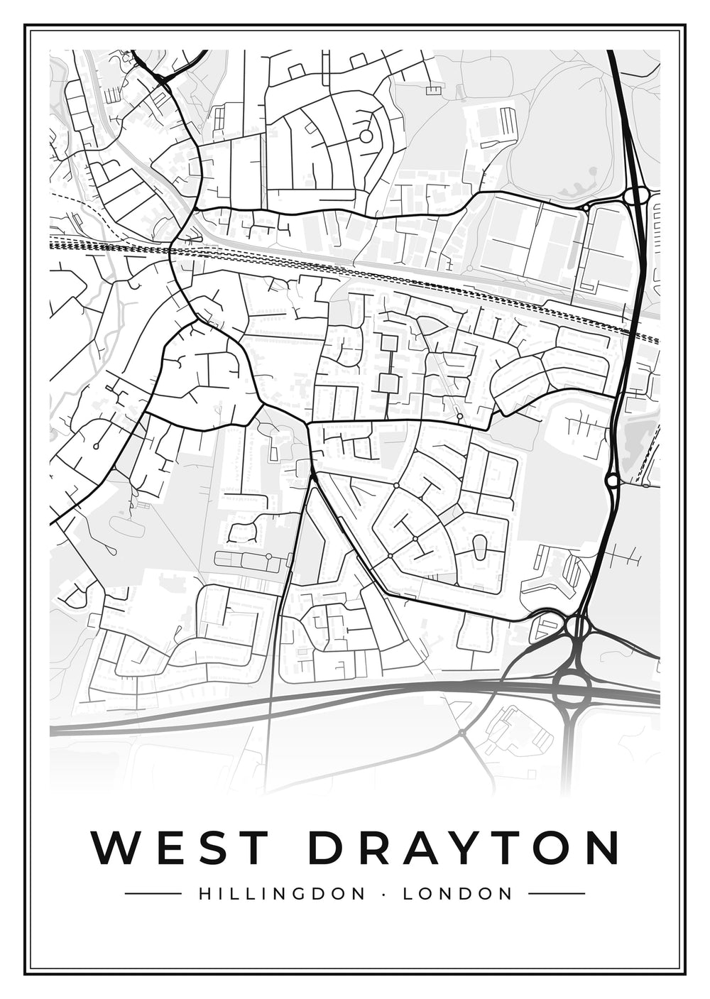 West Drayton Street Map Poster