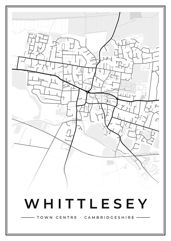 Whittlesey Town Centre Street Map Poster