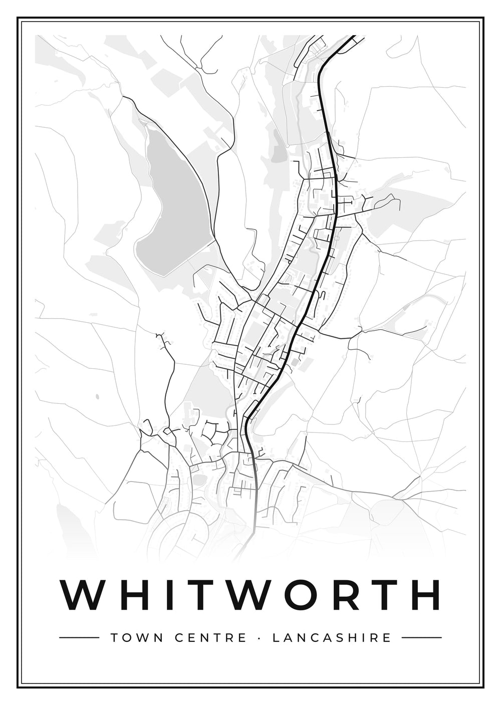 Whitworth Town Centre Street Map Poster