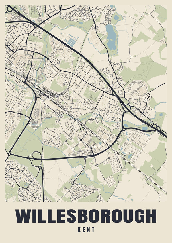Willesborough Street Map Poster