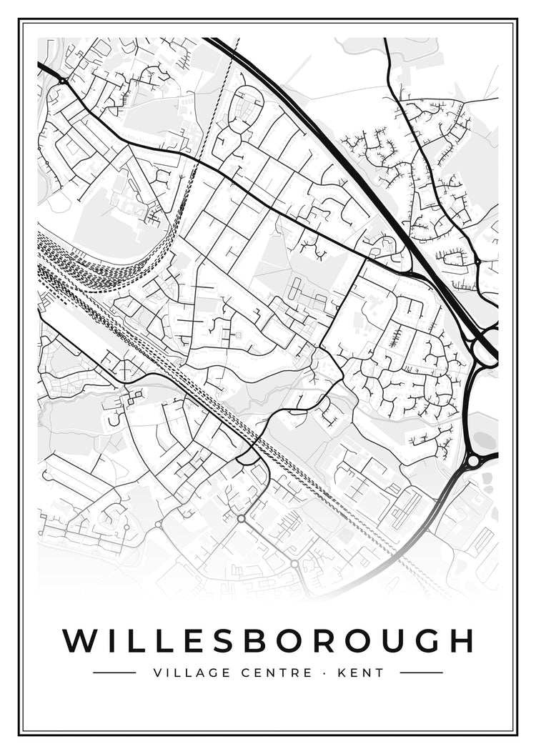 Willesborough Village Centre Street Map Poster
