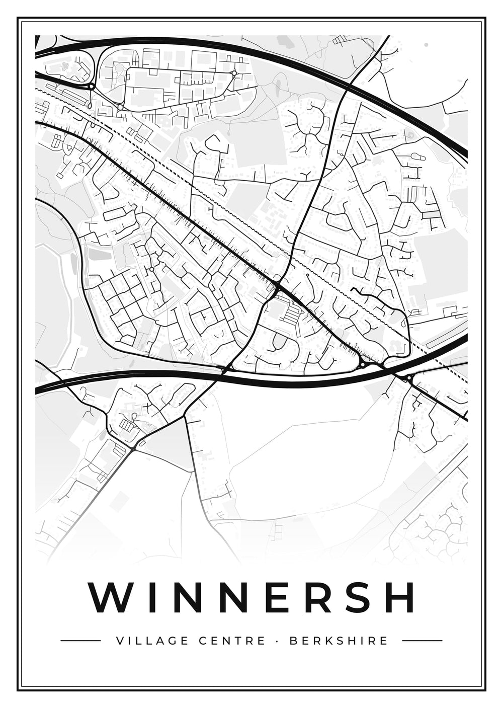 Winnersh Village Centre Street Map Poster
