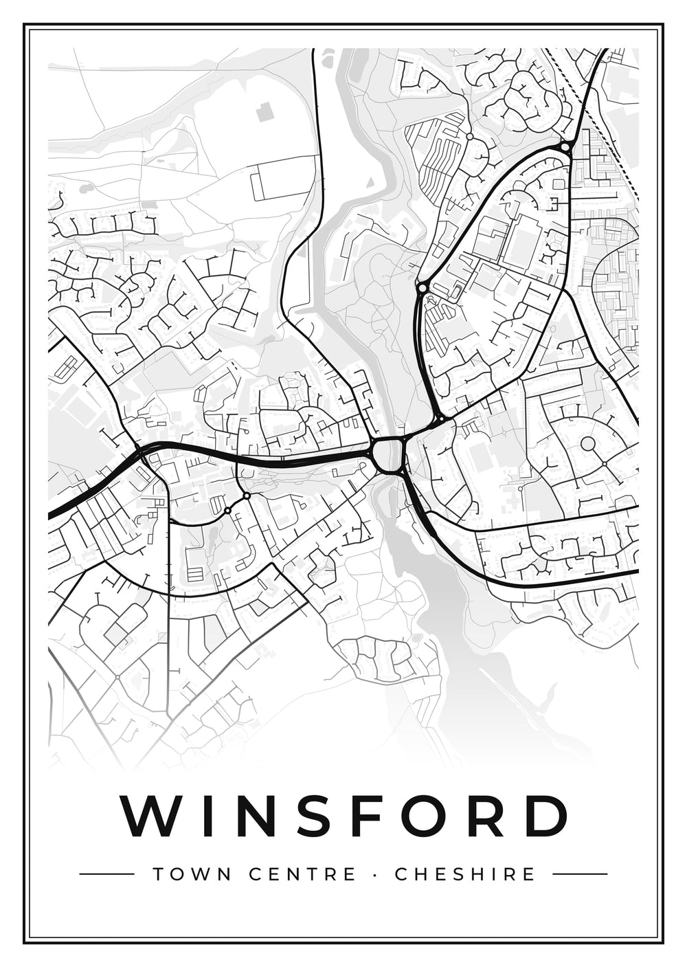 Winsford Town Centre Street Map Poster