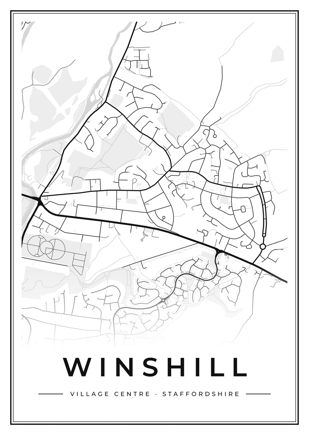 Winshill Village Centre Street Map Poster
