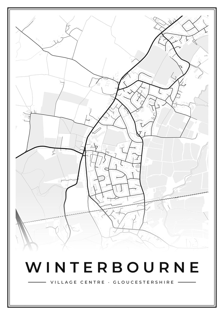 Winterbourne Village Centre Street Map Poster