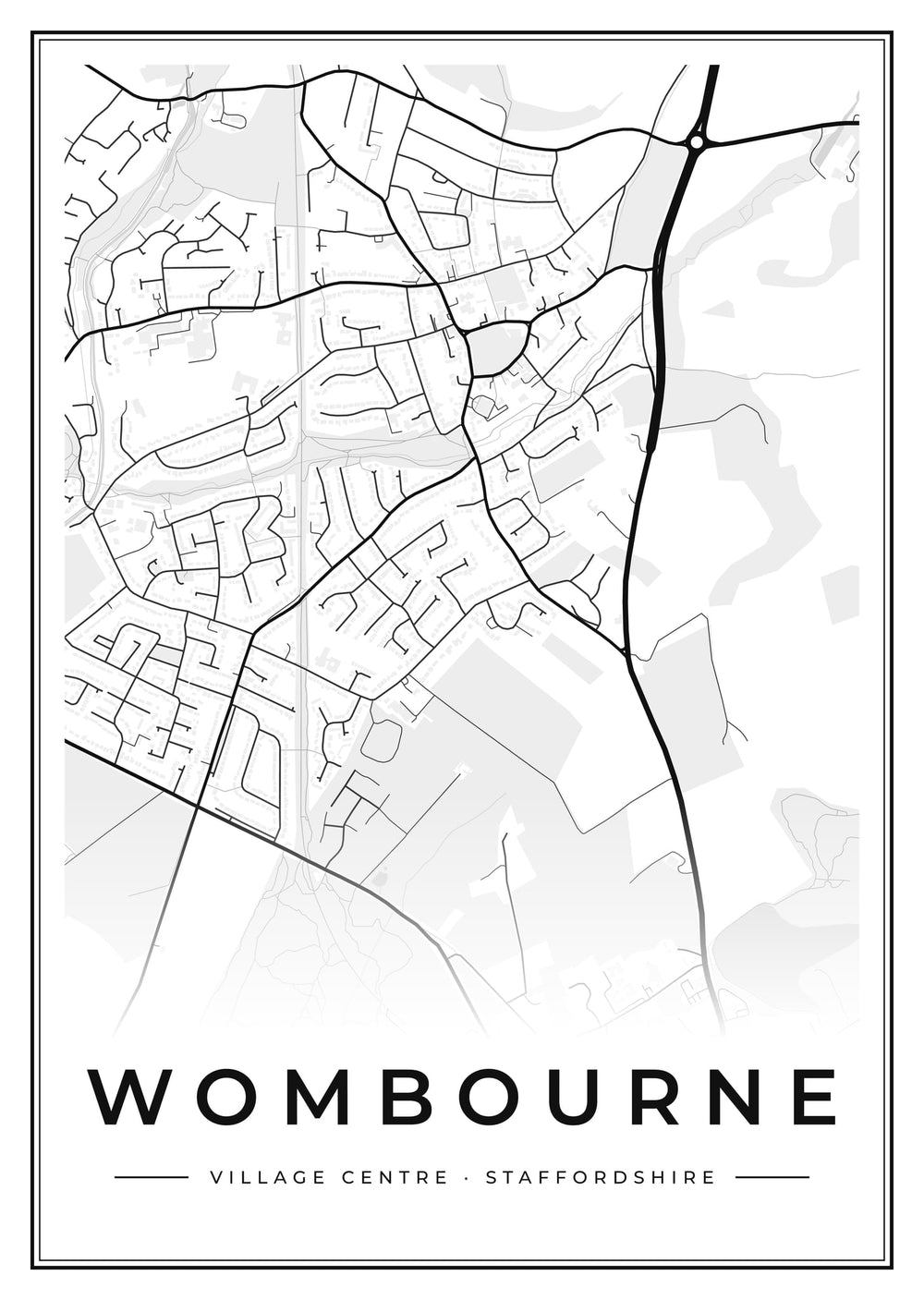 Wombourne Village Centre Street Map Poster